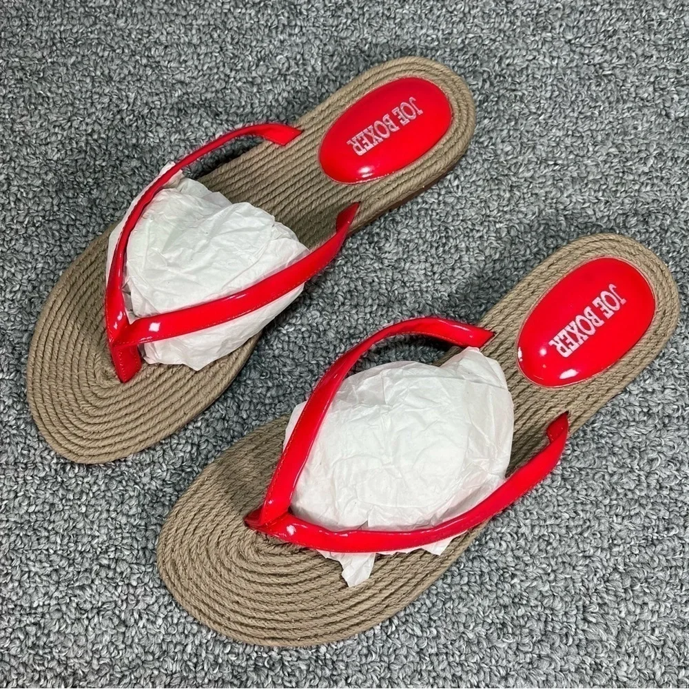 Joe Boxer Sandals Flip Flops Red Womens Size 7/8 New